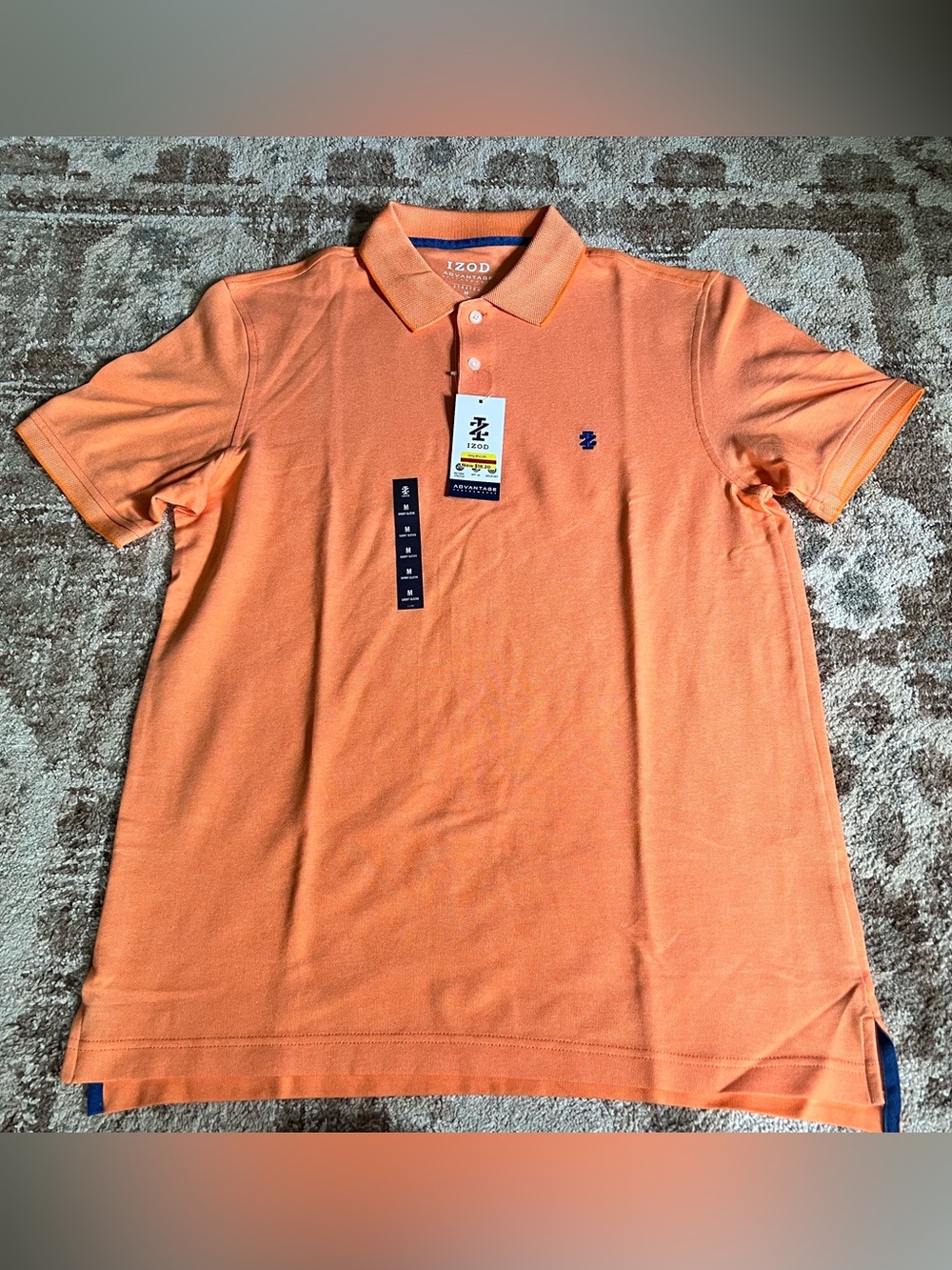 Izod Men’s Orange Pique Polo with Contrasting Logo